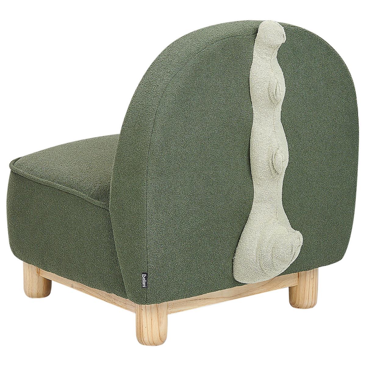 KINDERSESSEL Dinosaurier Stoff Dunkelgrün Faborg - Beige/Braun, Textil (50/56/47cm) - Beliani