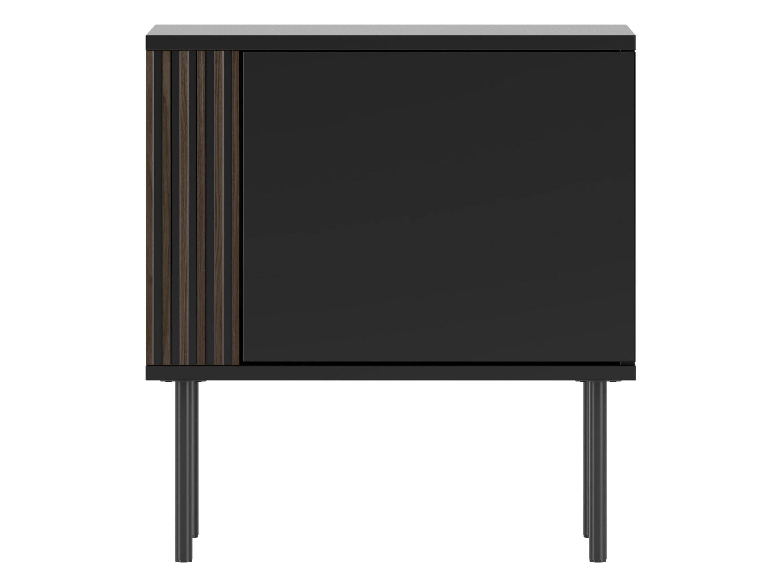 NACHTTISCH 1D 53 Notte 06 - Nussbaumfarben/Schwarz, Holzwerkstoff/Metall (53/57/37cm) - MIRJAN24