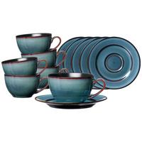 KAFFEETASSEN MIT UNTERTASSEN Bali blau 220 ml 6er Set - Blau, Keramik (15.5/8/15.5cm) - Ritzenhoff Breker