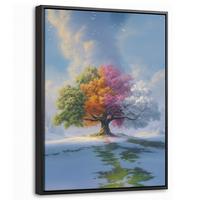 LEINWAND Bilder mit Rahmen - Baum - Jahreszeiten - Winter - Landschaft - 30x40 - Multicolor, Textil (30/40cm) - MuchoWow