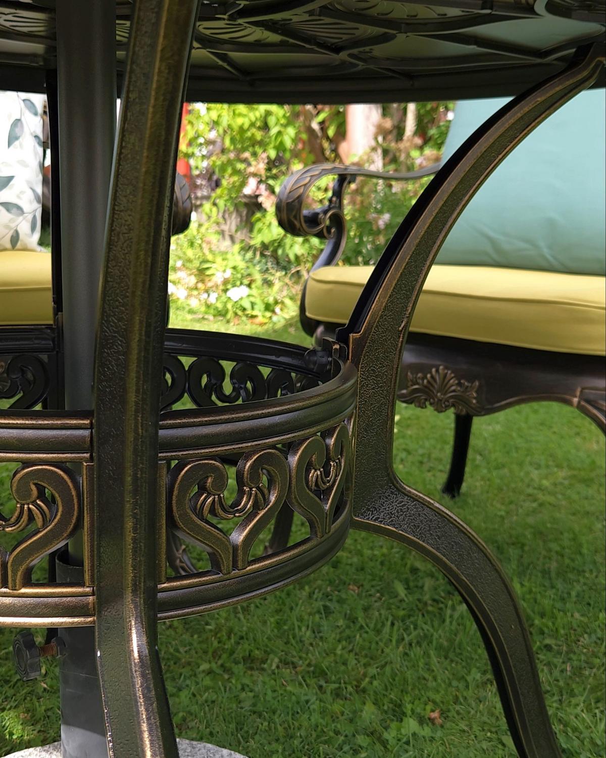GARTENMÖBEL SET 4-Sitzer mit Sonnenschirm Aluminium dunkelbraun Sapri - Beige/Braun, Metall - Beliani