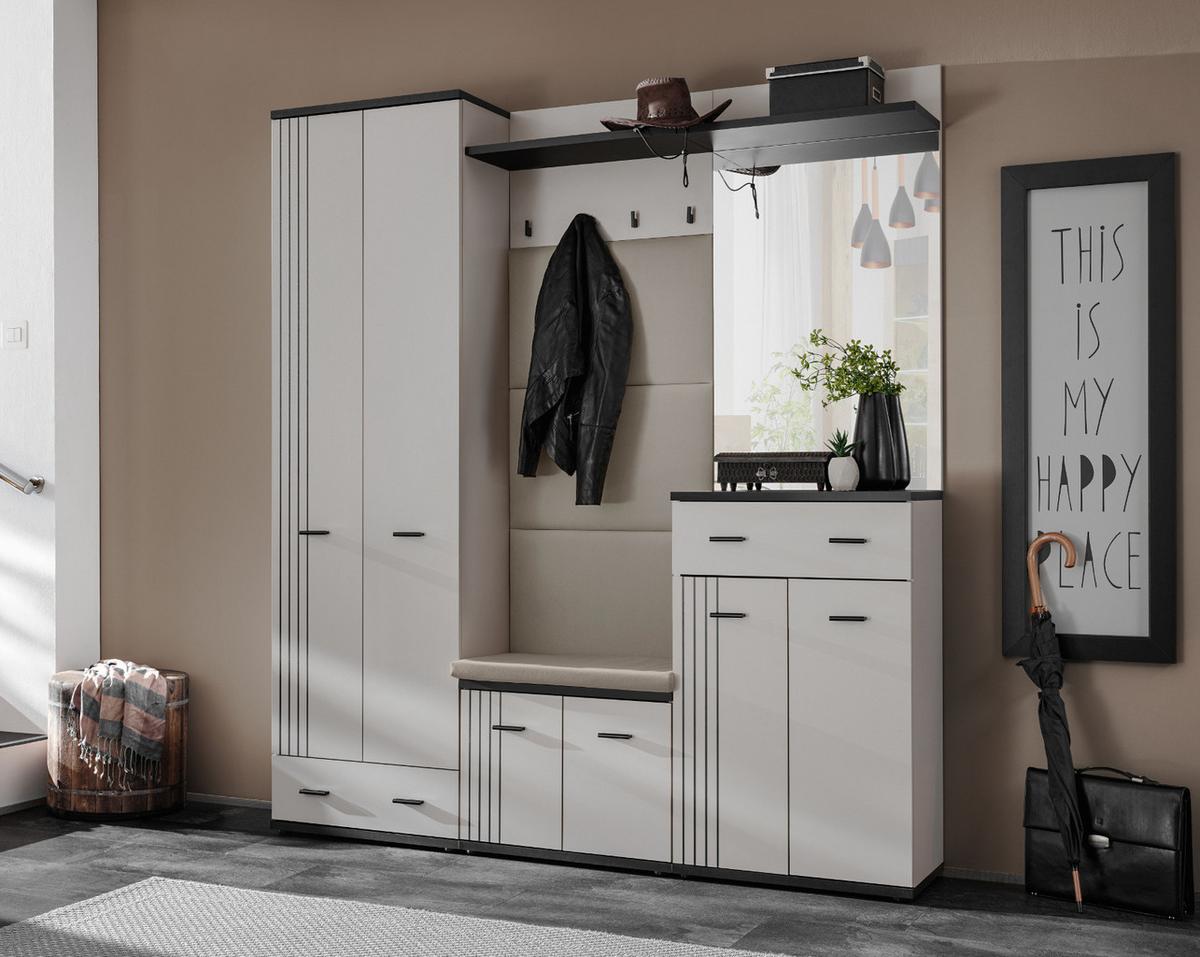GARDEROBENSCHRANK Kaschmir, schwarz 60 x 203 cm, Flurschrank mit Streifenmuster - Kaschmir/Schwarz, Holzwerkstoff/Kunststoff (60/203/32cm) - Inn.Furn
