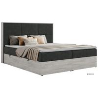 BOXBETT DELNOR 180/200 - Dunkelgrau Stukture - Topper Visco - H3 - Dunkelgrau/Schwarz, Kunststoff/Textil (180/200cm) - MKS
