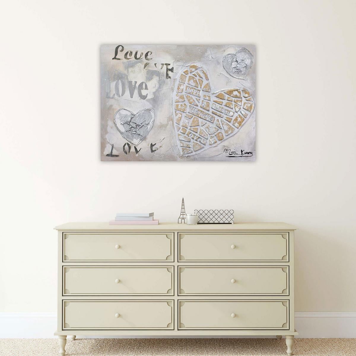 ACRYLBILD HANDGEMALT 80/60 cm - Beige/Grau, Holz/Textil (80/60cm) - KUNSTLOFT