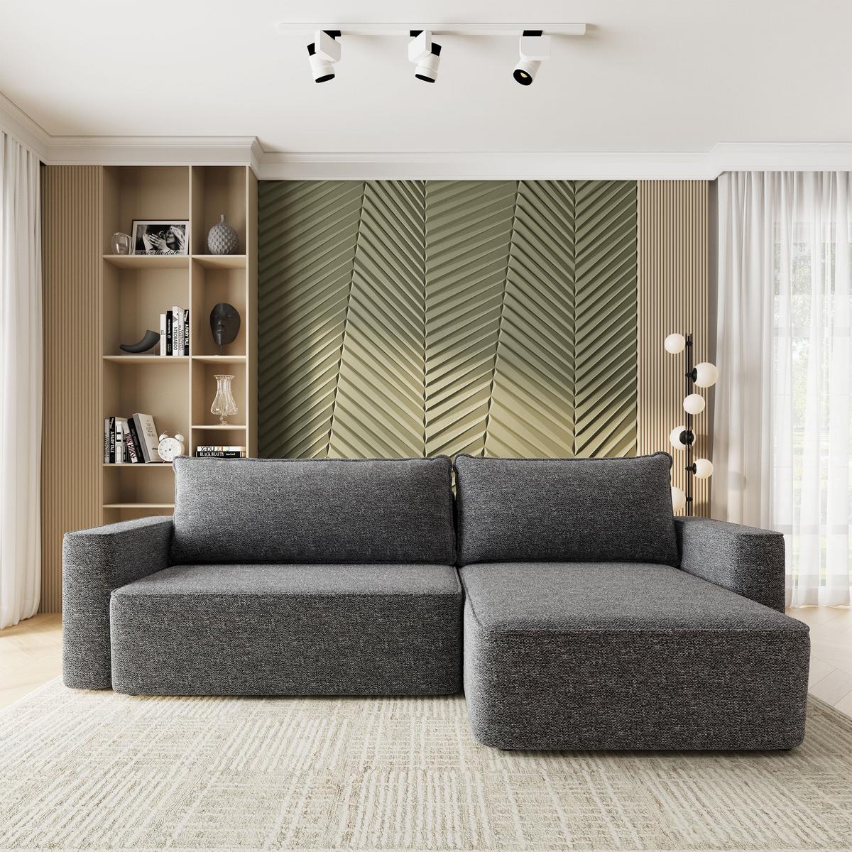 ECKSOFA BELARO BL Grau Chenille mit Schlaffunktion - Grau, Holz/Textil (280/162cm) - MASSENO