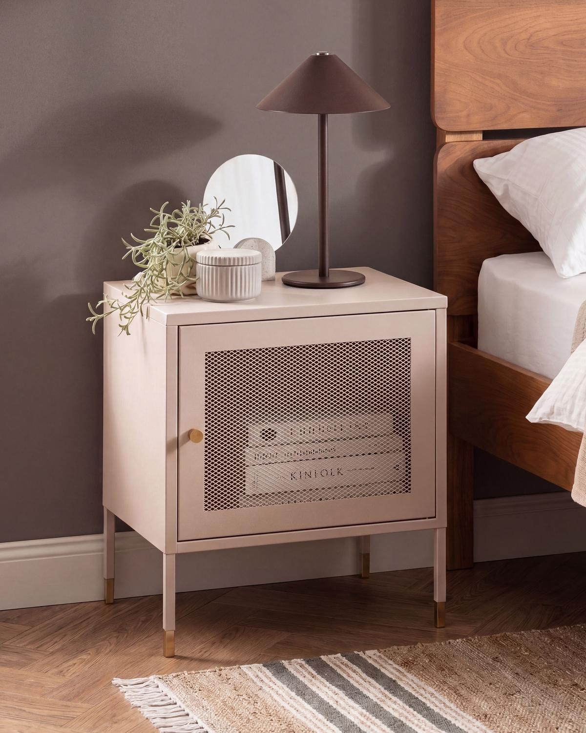 NACHTTISCH Metall Beige Ossett - Beige/Goldfarben, Metall - Beliani