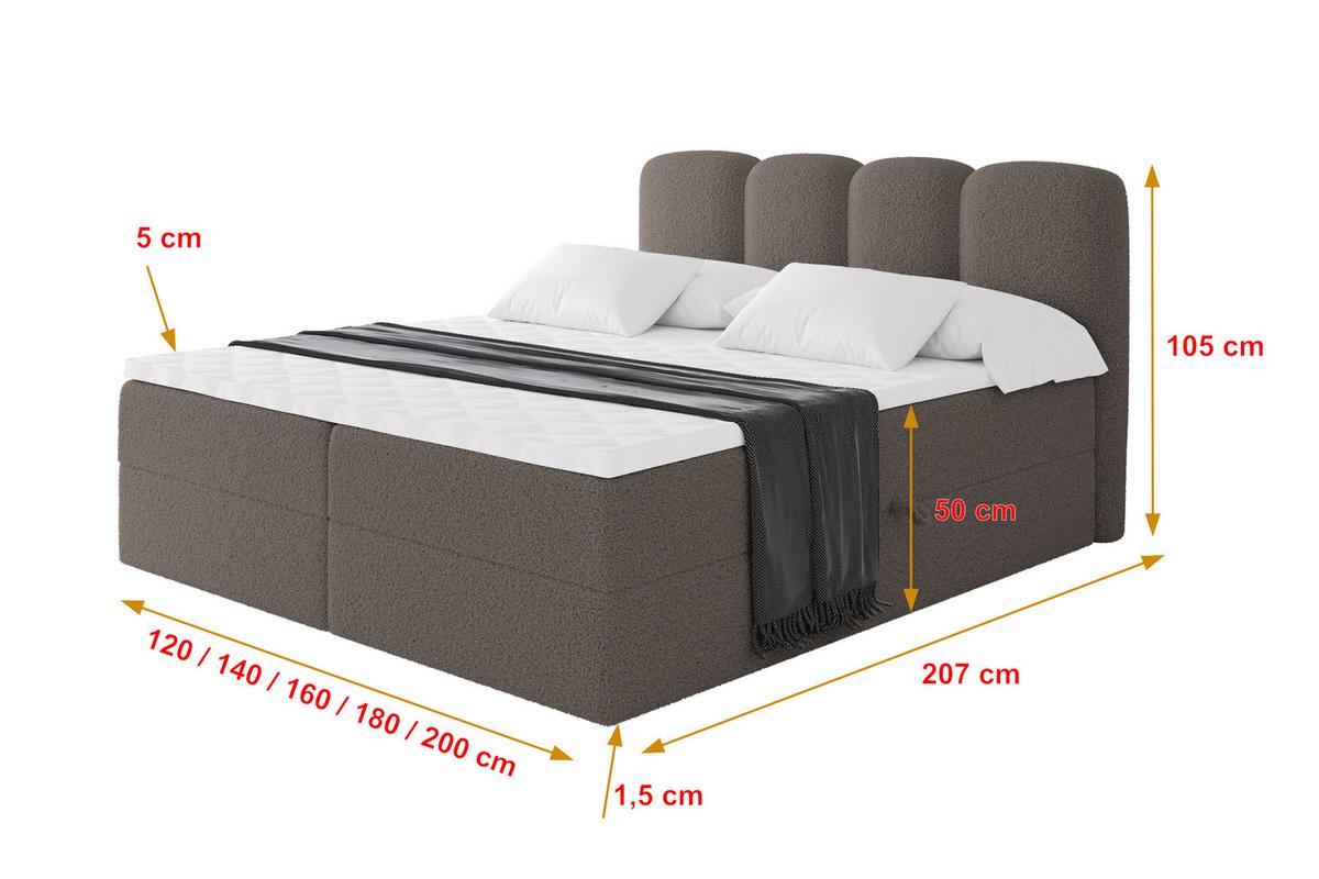 BOXBETT mit Matratze H4 - NINA - 180x200 cm Braun - Braun, Holzwerkstoff (180/200cm) - ALTDECOR