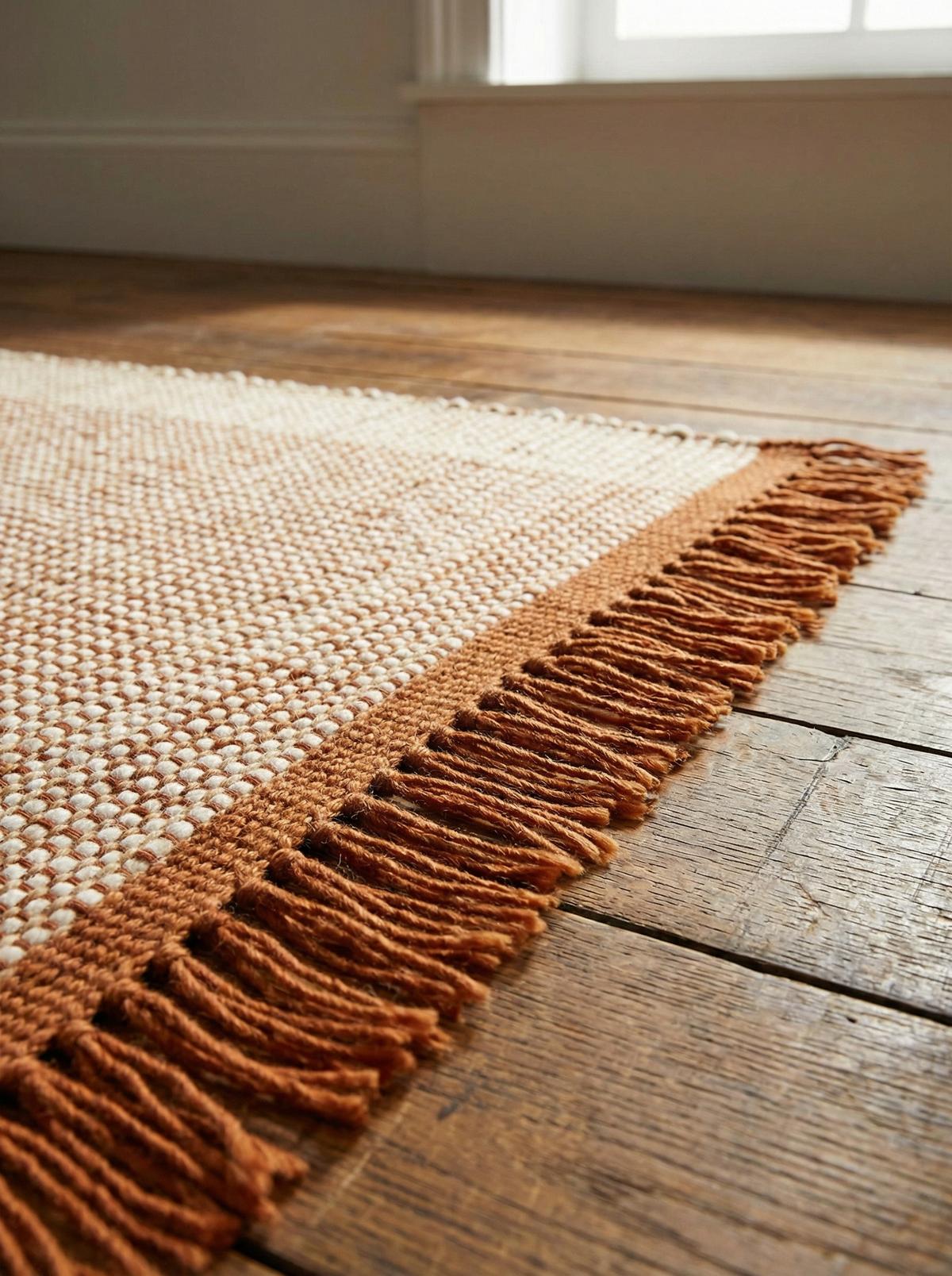 WOLLTEPPICH handgewebt mit Fransen PISA, geometrisch, Terrakotta, 200 x 290 cm - Orange, Textil (290/200cm) - KADIMA DESIGN