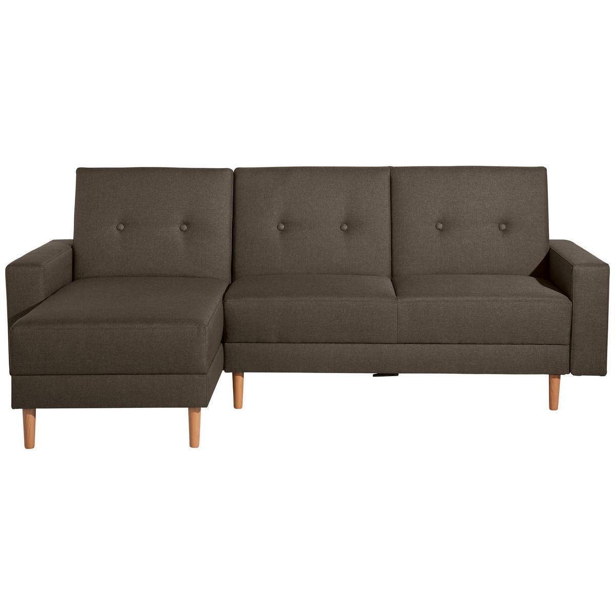 FUNKTIONSSOFA mit Hocker Kattie Flachgewebe braun - Braun, Kunststoff (144/230cm) - 58aufmkessel