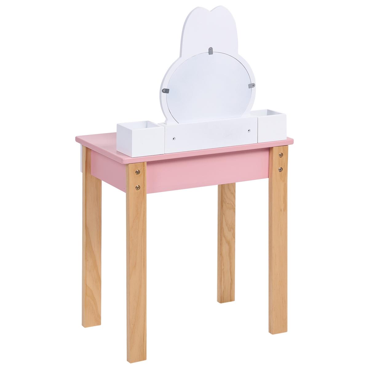 KINDERSCHMINKTISCH mit Stuhl Rosa Lenah - Pink/Weiß, Holz/Holzwerkstoff (50/91/30cm) - Beliani