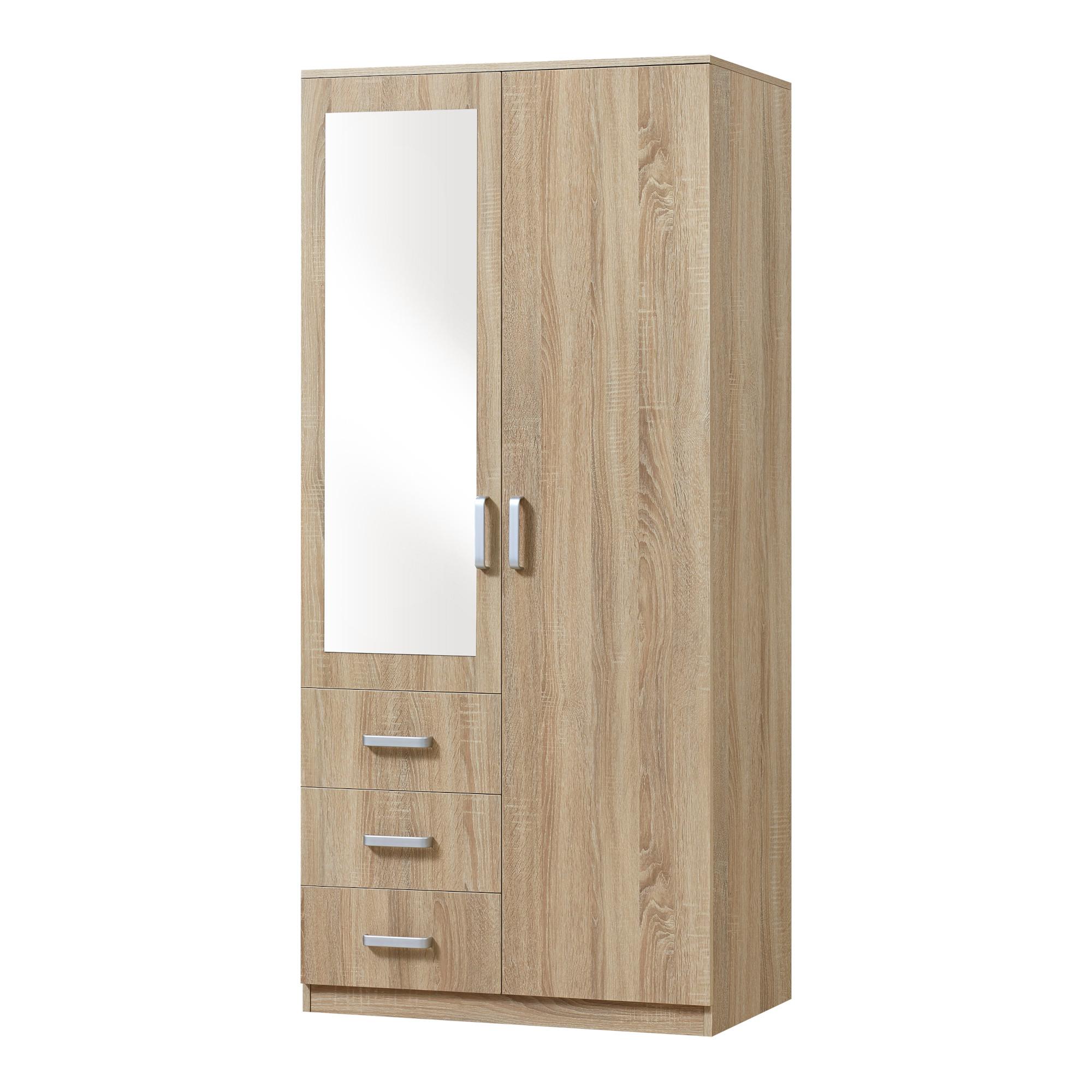 KLEIDERSCHRANK Bodolz - Sonoma Eiche, Holzwerkstoff (80/176/52cm) - [en.casa]