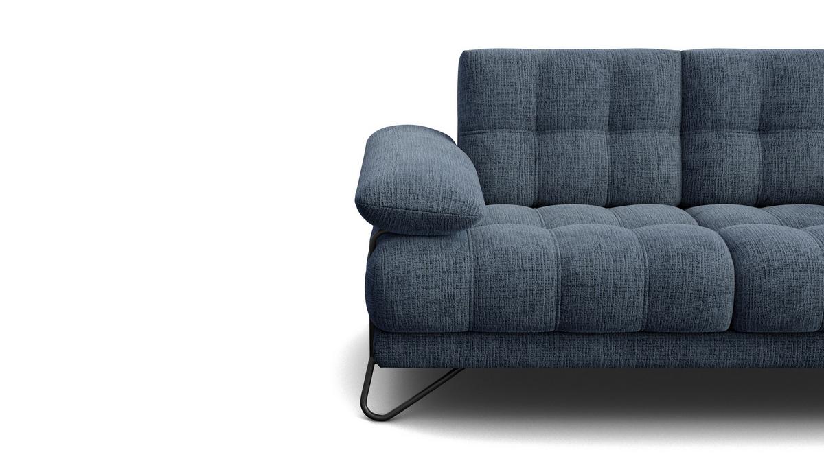SOFA BUBBARA 2-Sitzer, marineblau - Blau/Schwarz, Holz/Textil (185/87/96cm) - Wozimo