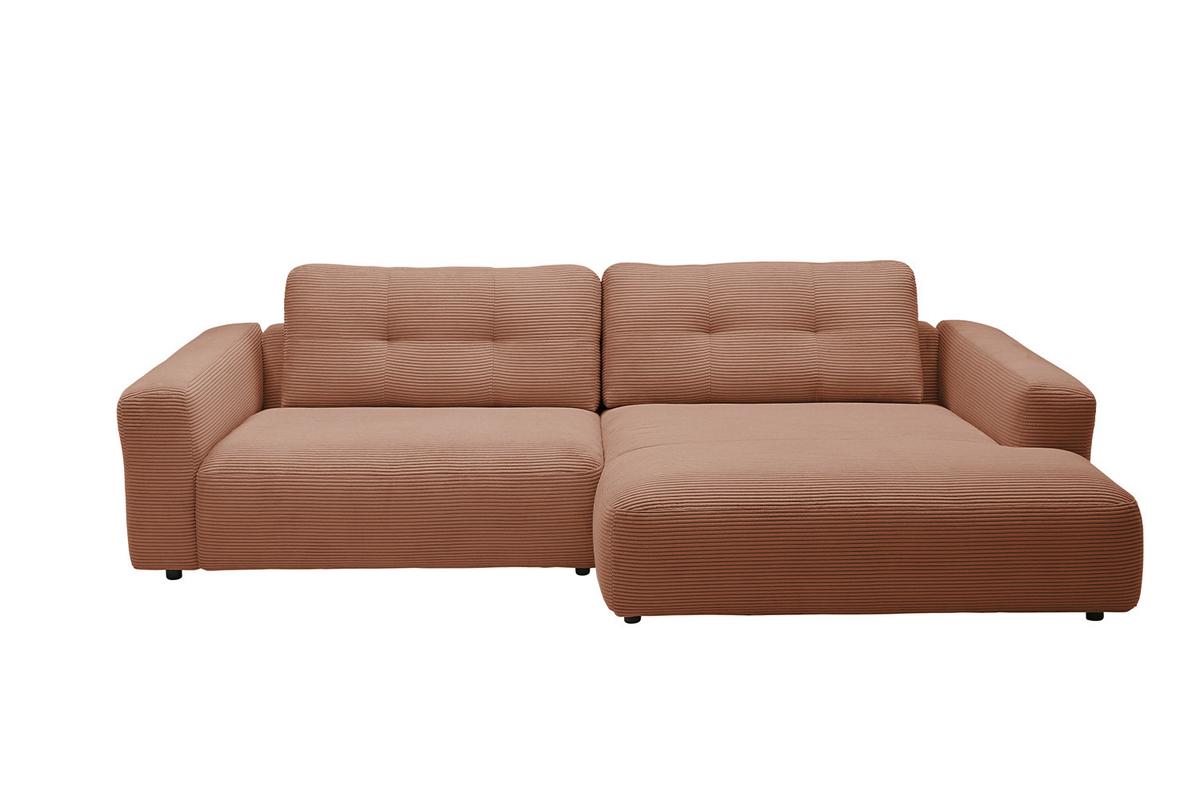 ECKSOFA XL MIKA Braun Cord - Schwarz/Braun, Kunststoff/Textil (296/167cm) - KAWOLA