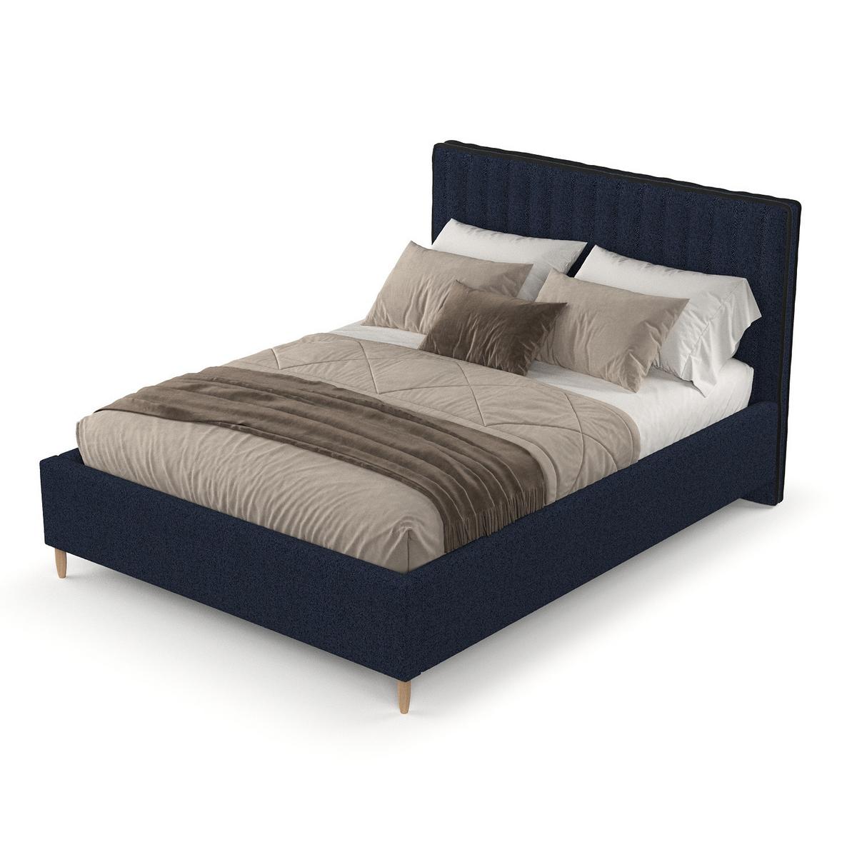 POLSTERBETT Aria 120/200 cm Marineblau im Riva Stoff - Naturfarben/Dunkelblau, Holz/Holzwerkstoff (120/200cm) - AltaBeds