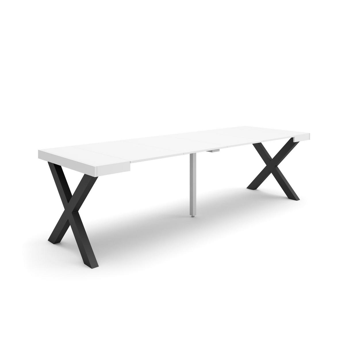 KONSOLENTISCH ausziehbar 58 bis 262cm, für 12 Gäste, weiß, 90/58/73cm - Weiß, Holzwerkstoff (90/262/73cm) - Skraut Home