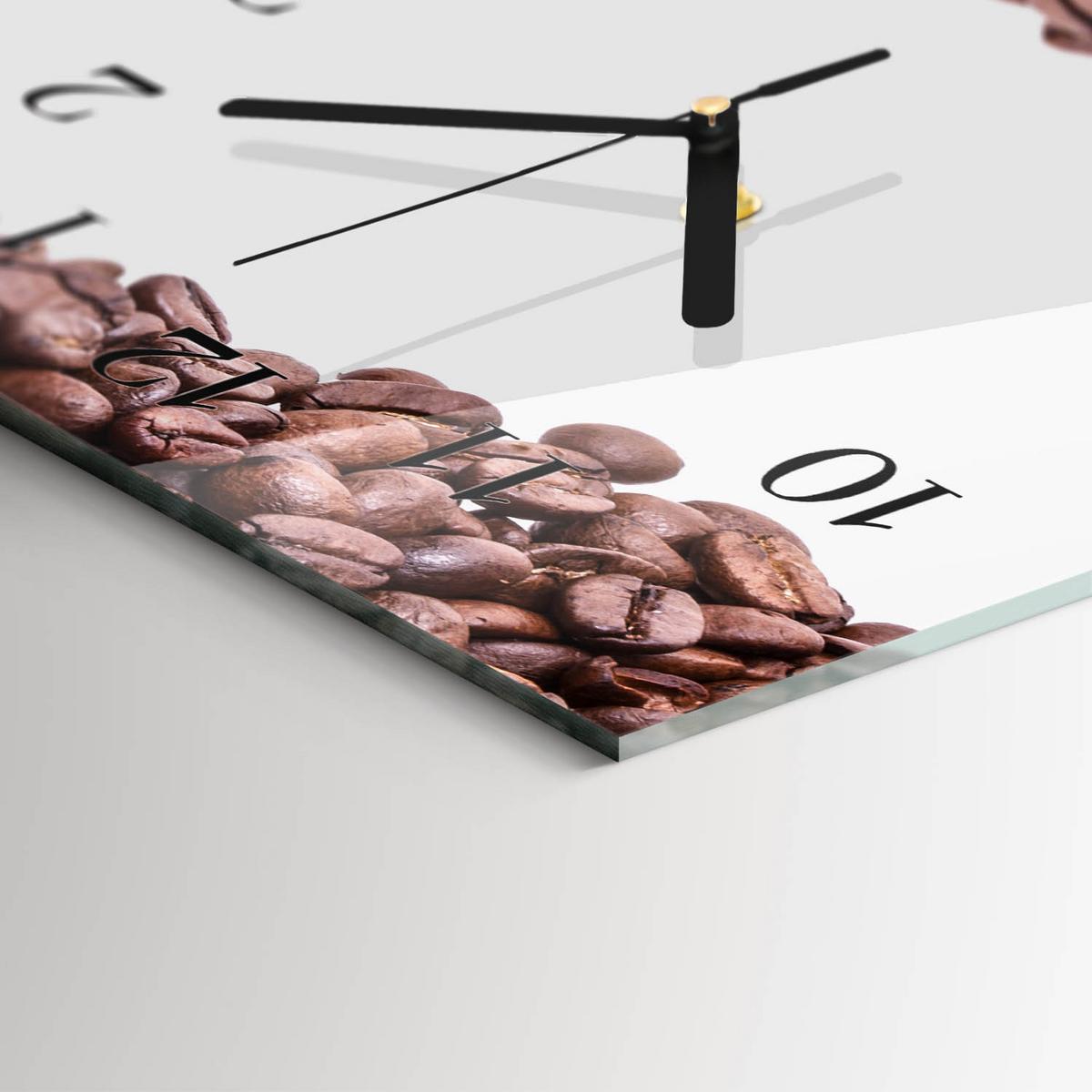 WANDUHR aus Glas 60x30 cm - Kaffeebohnen - Braun, Glas (60/30/0.4cm) - TULUP