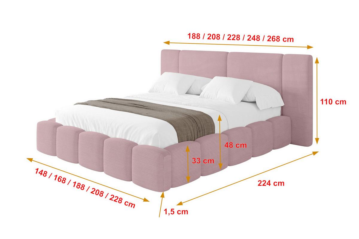 POLSTERBETT mit Bettkasten und Lattenrost, Boxbett ohne Matratze - NILO 120x200 Rosa - Rosa, Holzwerkstoff/Textil (120/200cm) - ALTDECOR