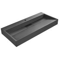 HÄNGEWASCHBECKEN Schwarz 100/46 cm Mineralguss Quenko - Schwarz, Naturmaterialen (100/12/46cm) - Beliani