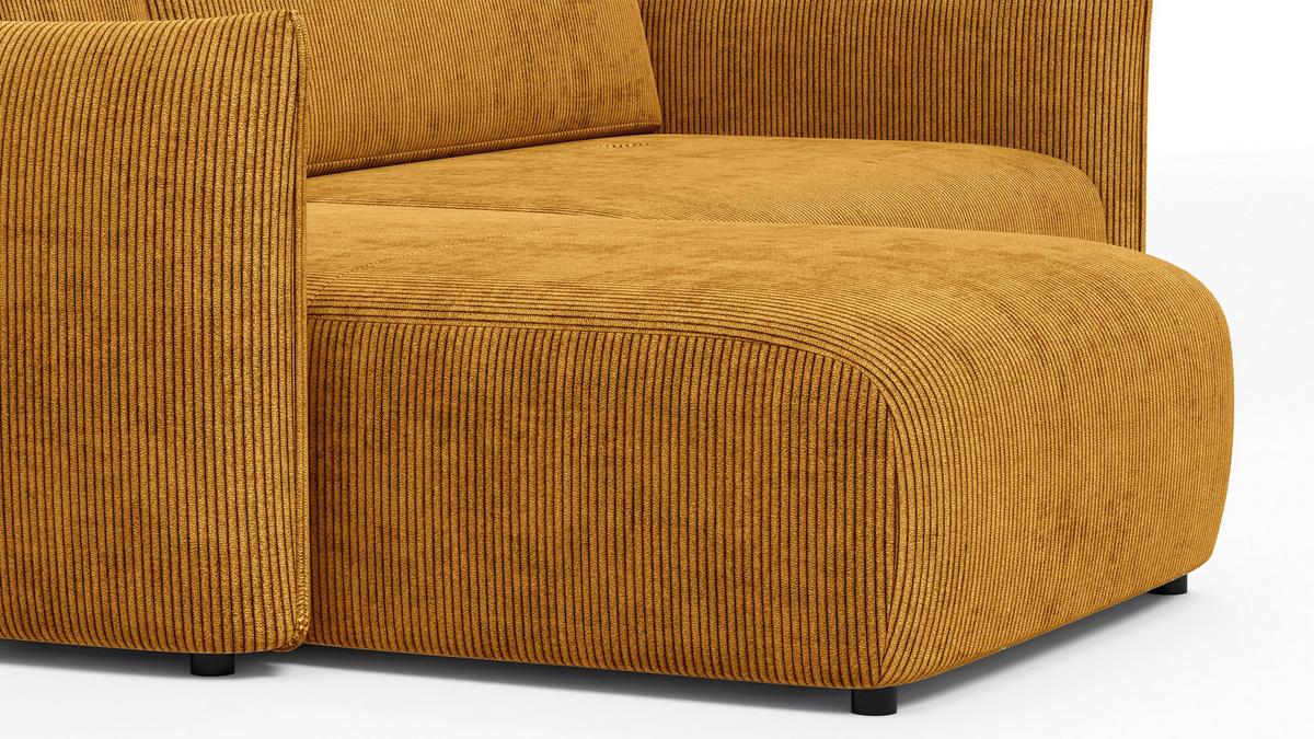 ECKSOFA TAUER 3-Sitzer rechts, safran - Gelb/Schwarz, Holz/Textil (248/173cm) - Wozimo