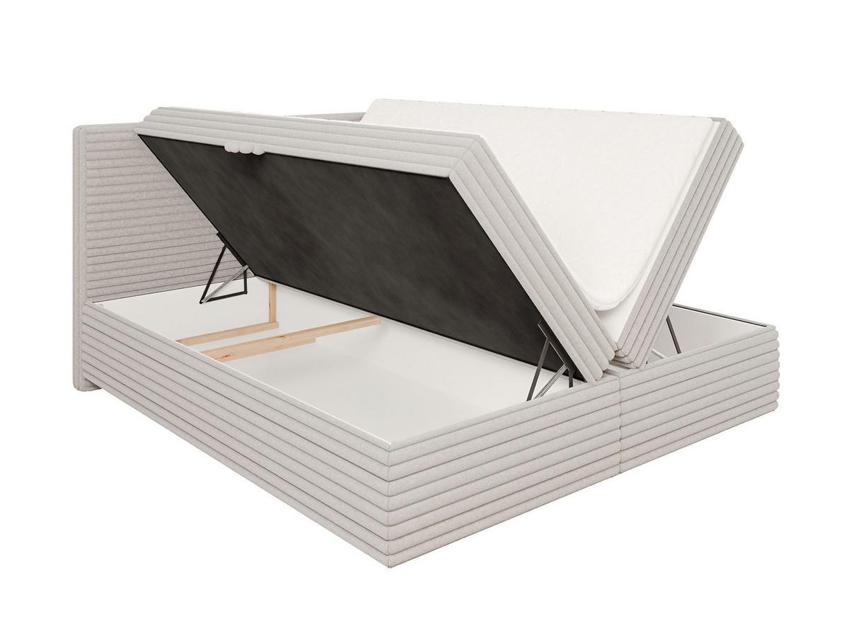 BOXBETT Roma 180/200 cm Hellgrau Plüschcord - Hellgrau/Schwarz, Holz/Kunststoff (180/200cm) - S-Style Möbel