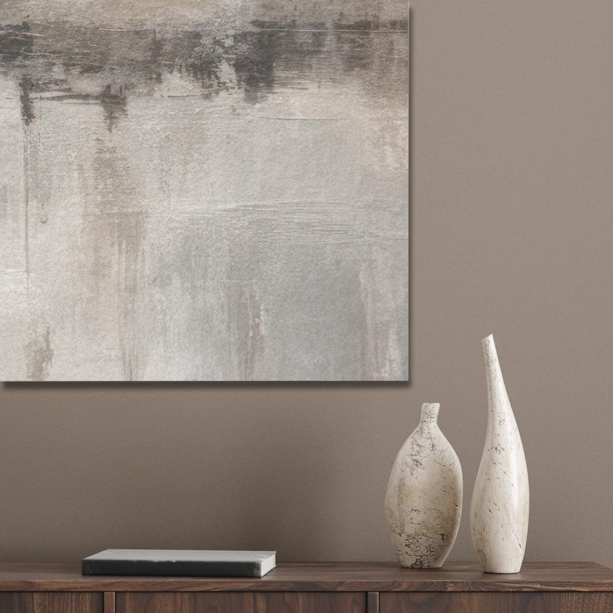 AKUSTIKBILD Moderne Kunst - Abstrakt - Beige Gemälde 80x60 cm - Beige, Kunststoff (80/60/0.9cm) - MuchoWow