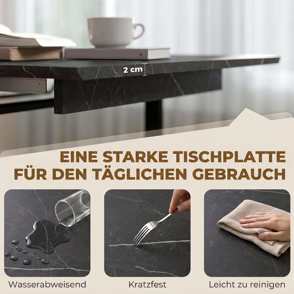AUSZIEHBARER Esstisch MDF Schwarz - Schwarz, Holzwerkstoff (180/80/75cm) - HOMCOM