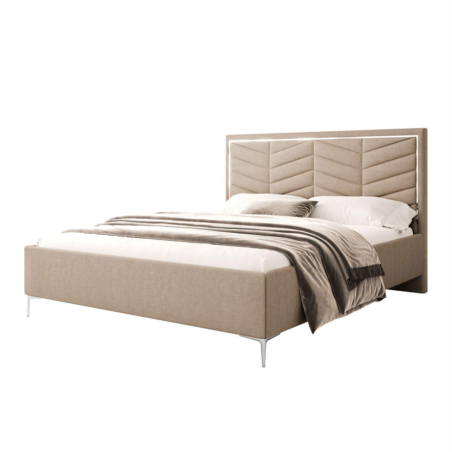 POLSTERBETT AURORA II 180x200 mit Bettkasten Boston Trufa - Beige, Textil (180/200cm) - Lookway
