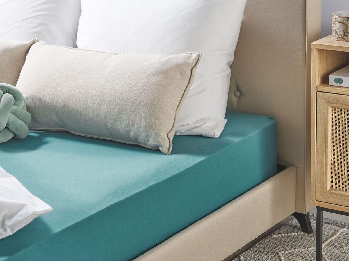 SPANNBETTLAKEN Blau 200 x 200 cm Hofuf - Blau, Textil (200/200cm) - Beliani