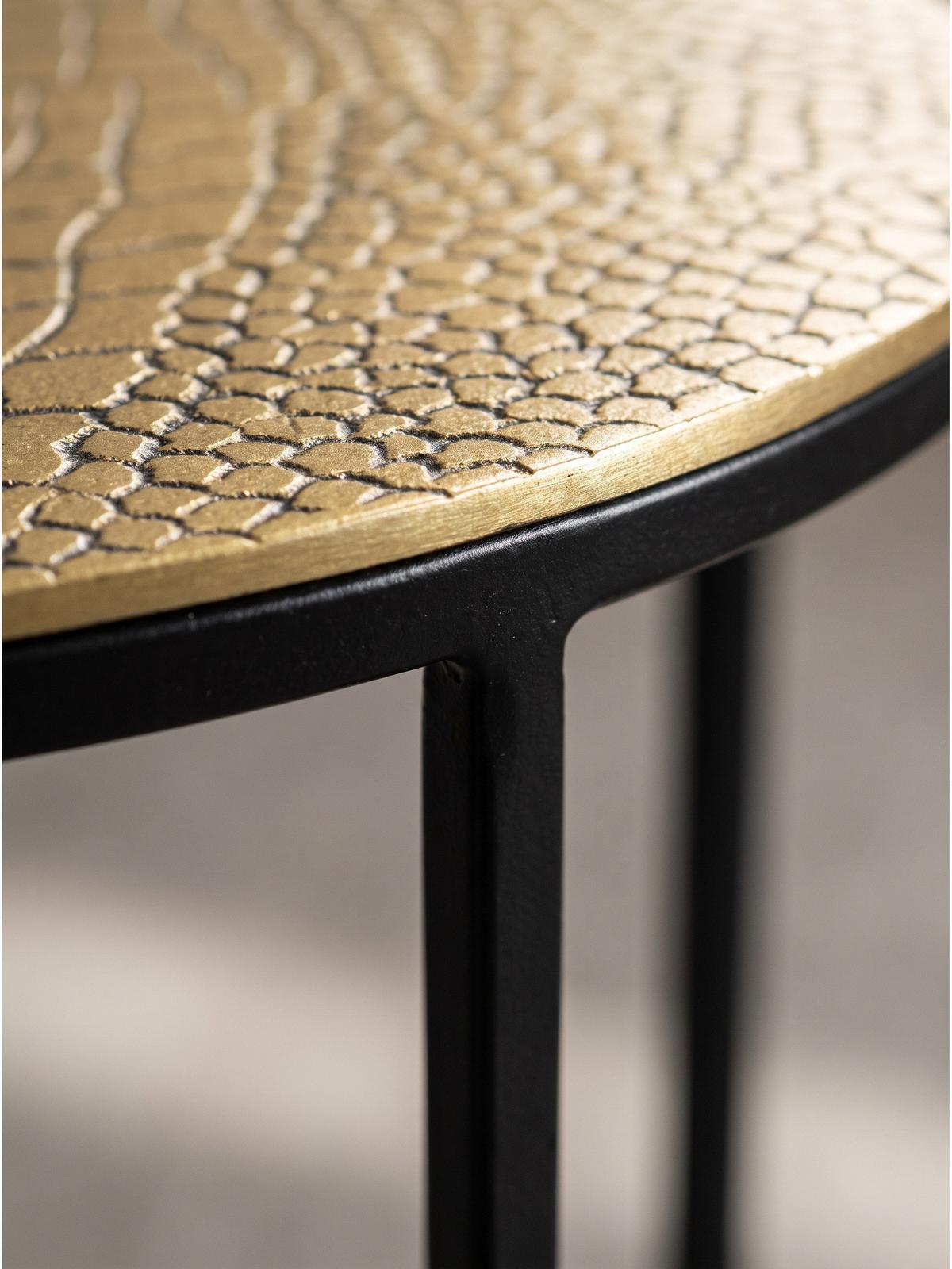 BEISTELLTISCHE 2er-Set VIENNE, Aluminium, handgefertigt, Gold, Ø 40 x 48 cm - Goldfarben/Schwarz, Metall (40/40/48cm) - KADIMA DESIGN