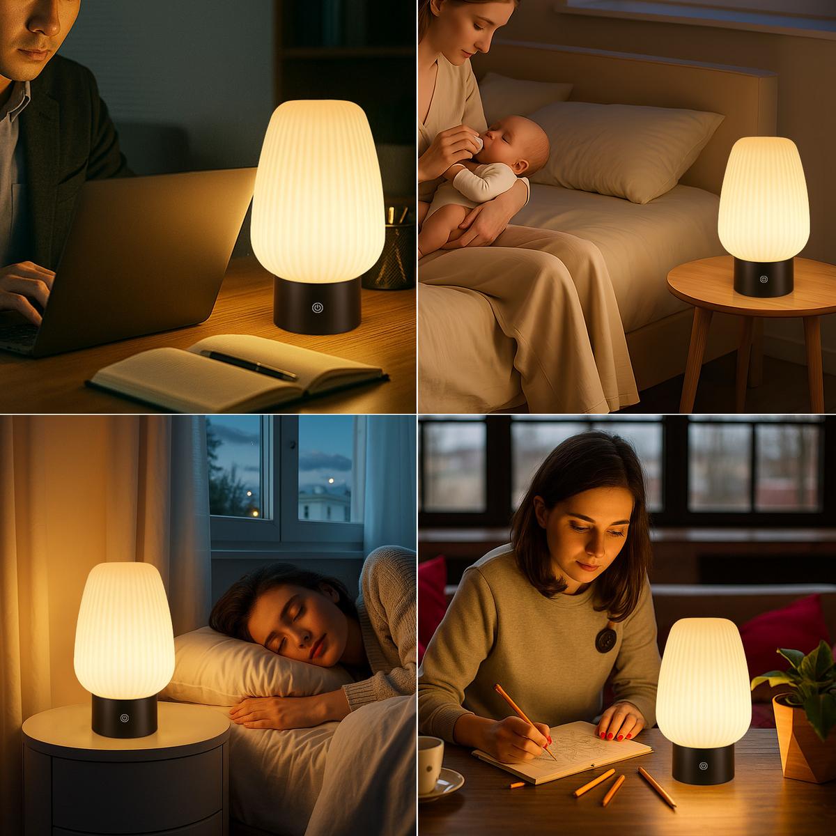 LED TISCHLAMPE Lampira 21/13/8.7 cm - Weiß, Glas (21/13/8.7cm) - ZMH