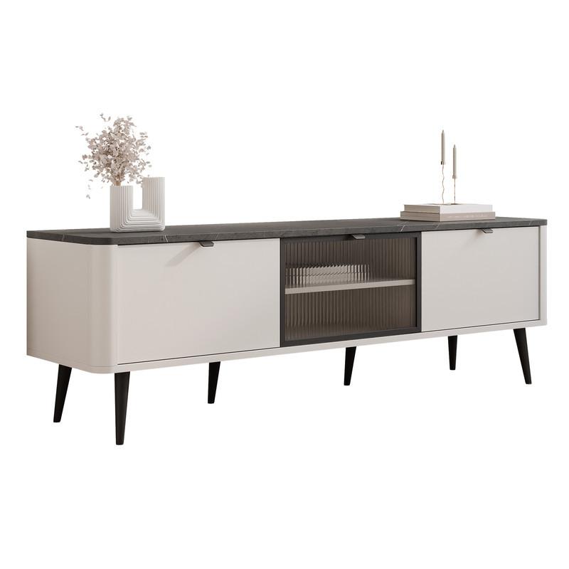 TV-LOWBOARD NAVANI stehend, 160 cm Kaschmir/Grau - Schwarz/Grau, Holzwerkstoff/Metall (160/52/40cm) - Idohome