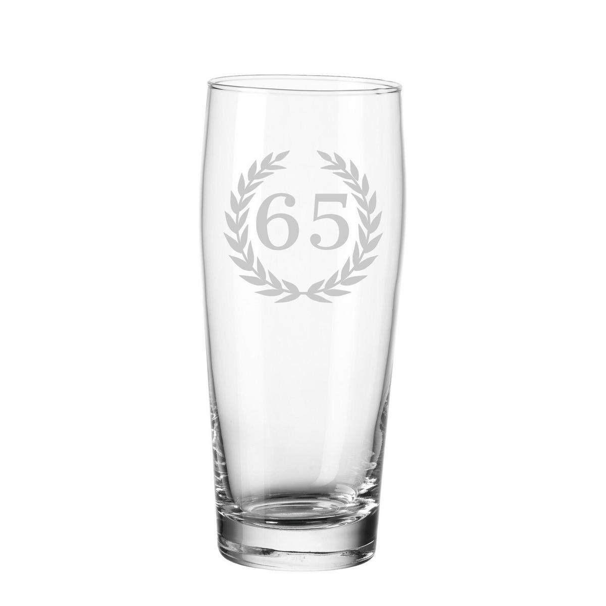 WILLI BECHER BIERGLAS MIT GRAVUR 65. Jubiläum transparent 0,5 l - Transparent, Glas (0.5L) - LUXENTU