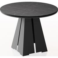 ESSTISCH Kova runder ausziehbarer, Marmor Schwarz 100-180/100/76 cm - Anthrazit/Schwarz, Holzwerkstoff/Metall (100/176/76cm) - WFL GROUP