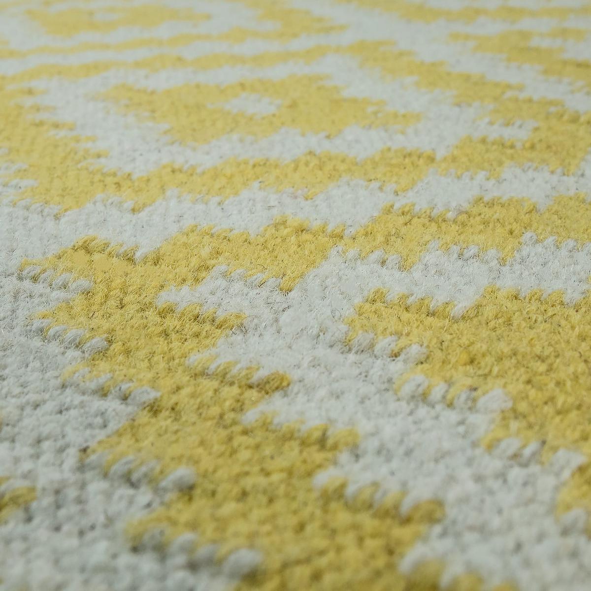 WOLLTEPPICH handgewebt, mit Rautenmuster, Gelb, 120 x 170 cm - Gelb, Textil (170/120cm) - KADIMA DESIGN
