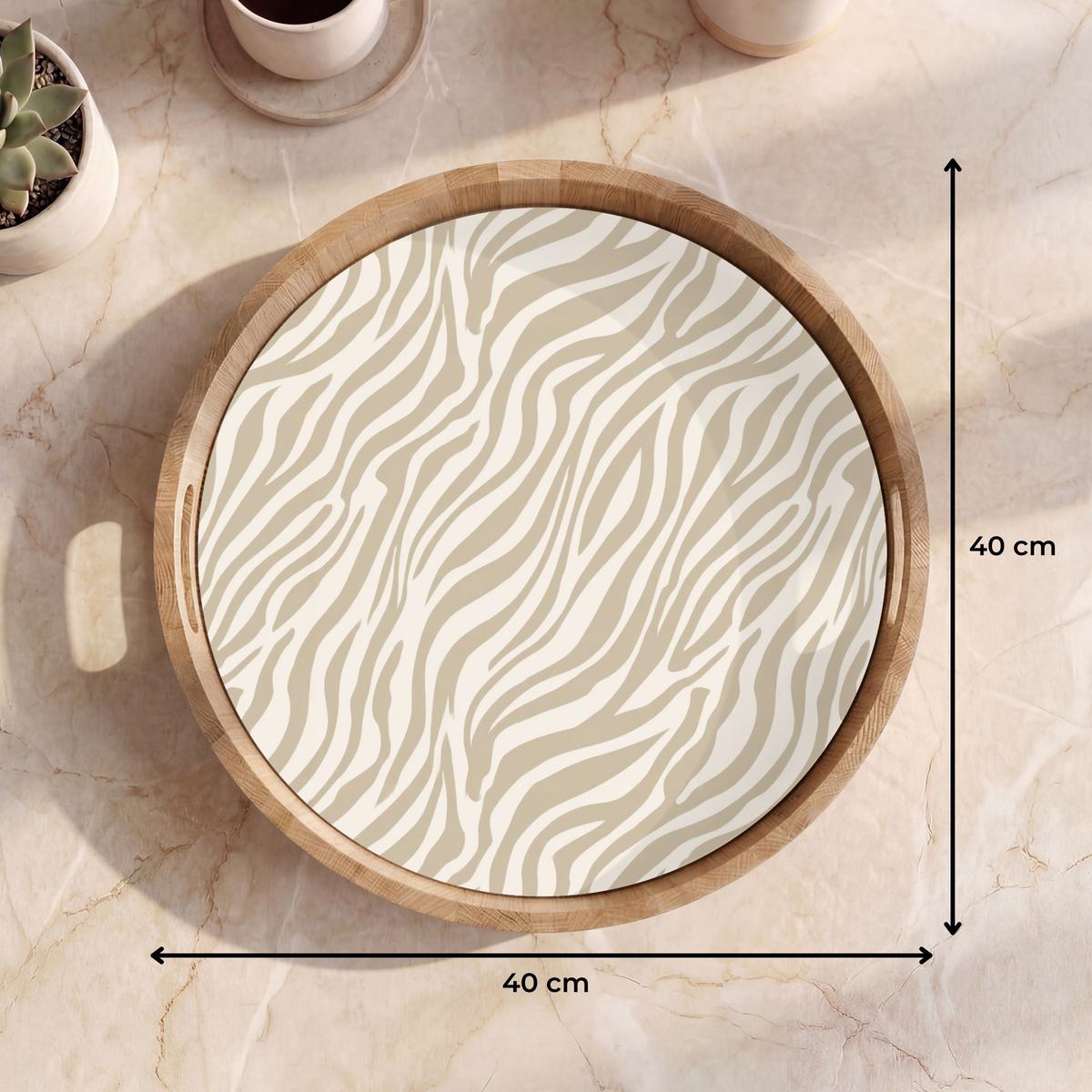 TABLETT Zebra - Muster - Beige 40x40 cm - Beige, Holz (40/5/5cm) - OnlyWow