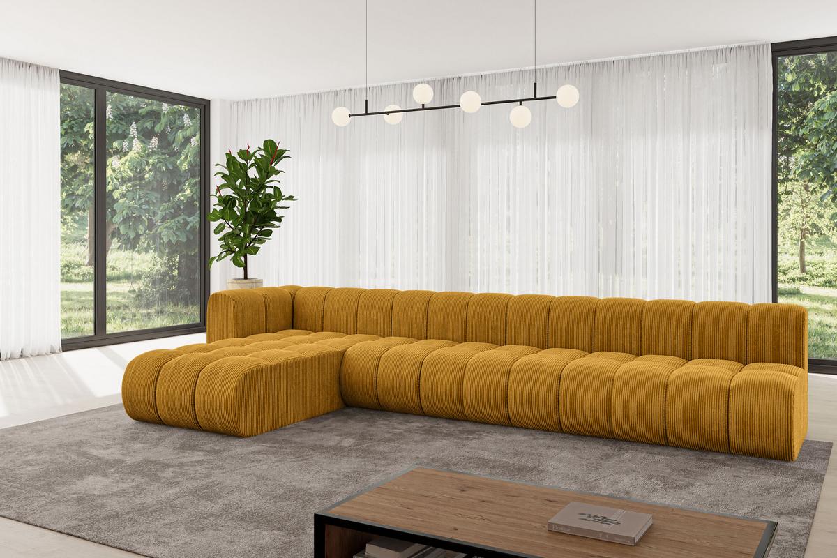 ECKSOFA modulares Sofa Darnel-L3 - 387x177x70 cm Senfgelb - Currygelb, Holzwerkstoff/Textil (387/177cm) - ALTDECOR