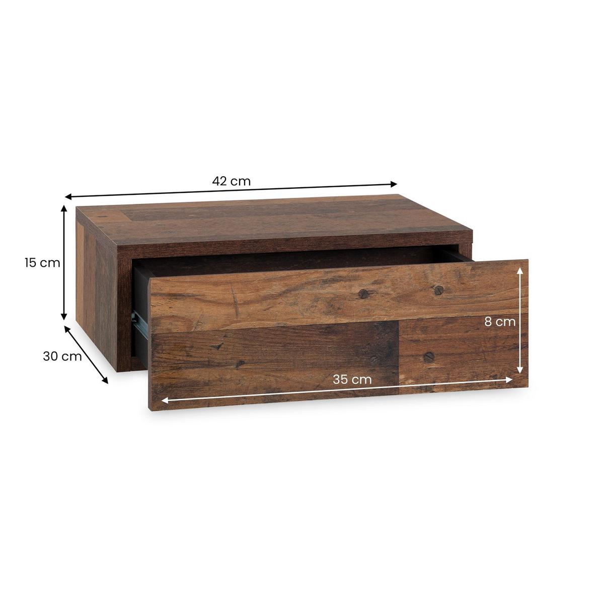 HÄGENDER NACHTTISCH ANNE - Dunkelbraun, Holzwerkstoff (42/14/30cm) - CARO-Möbel