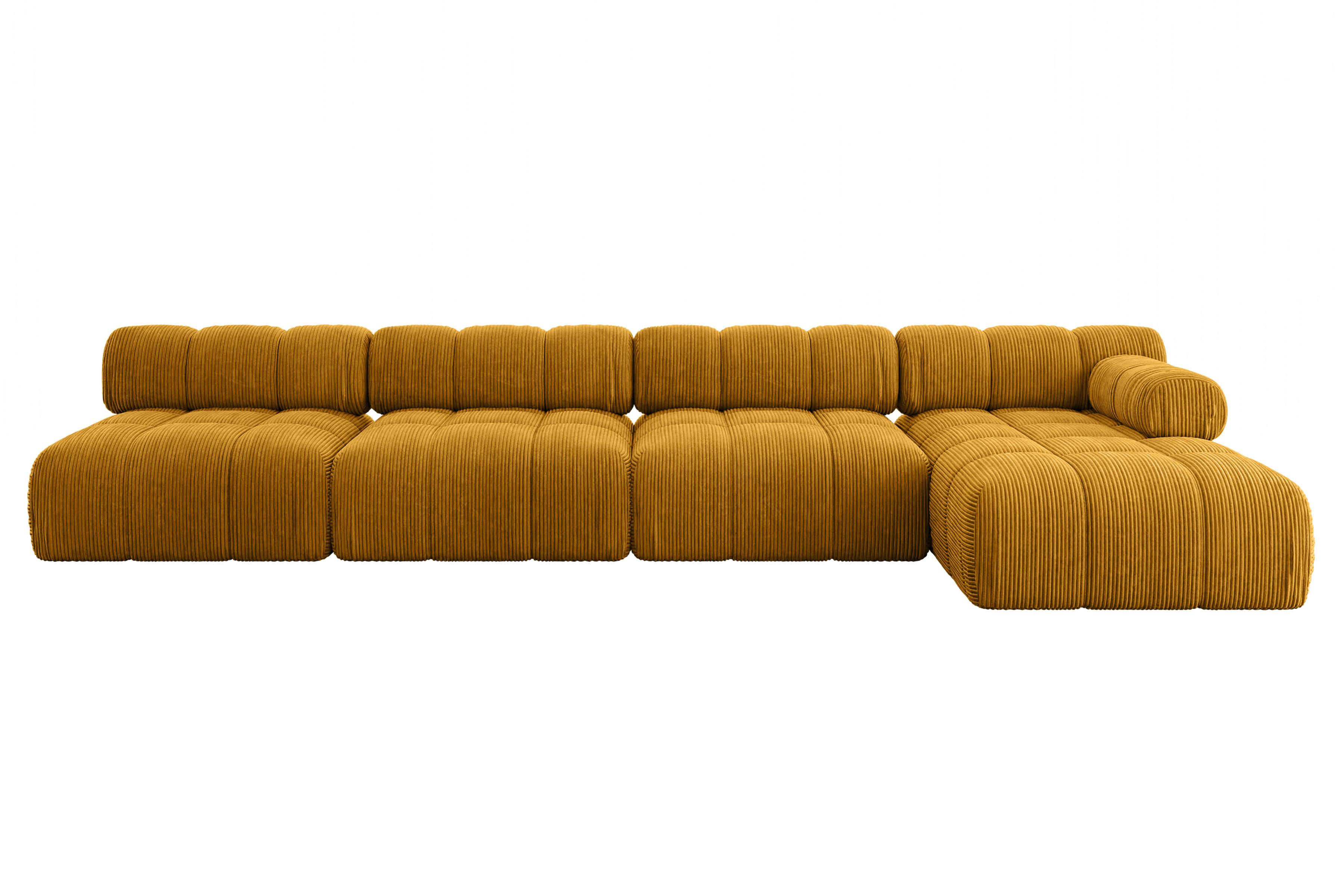 ECKSOFA modulares Sofa Razon-L3 - 380x160x70 cm Senfgelb Cord - Currygelb, Holzwerkstoff/Textil (380/160cm) - ALTDECOR