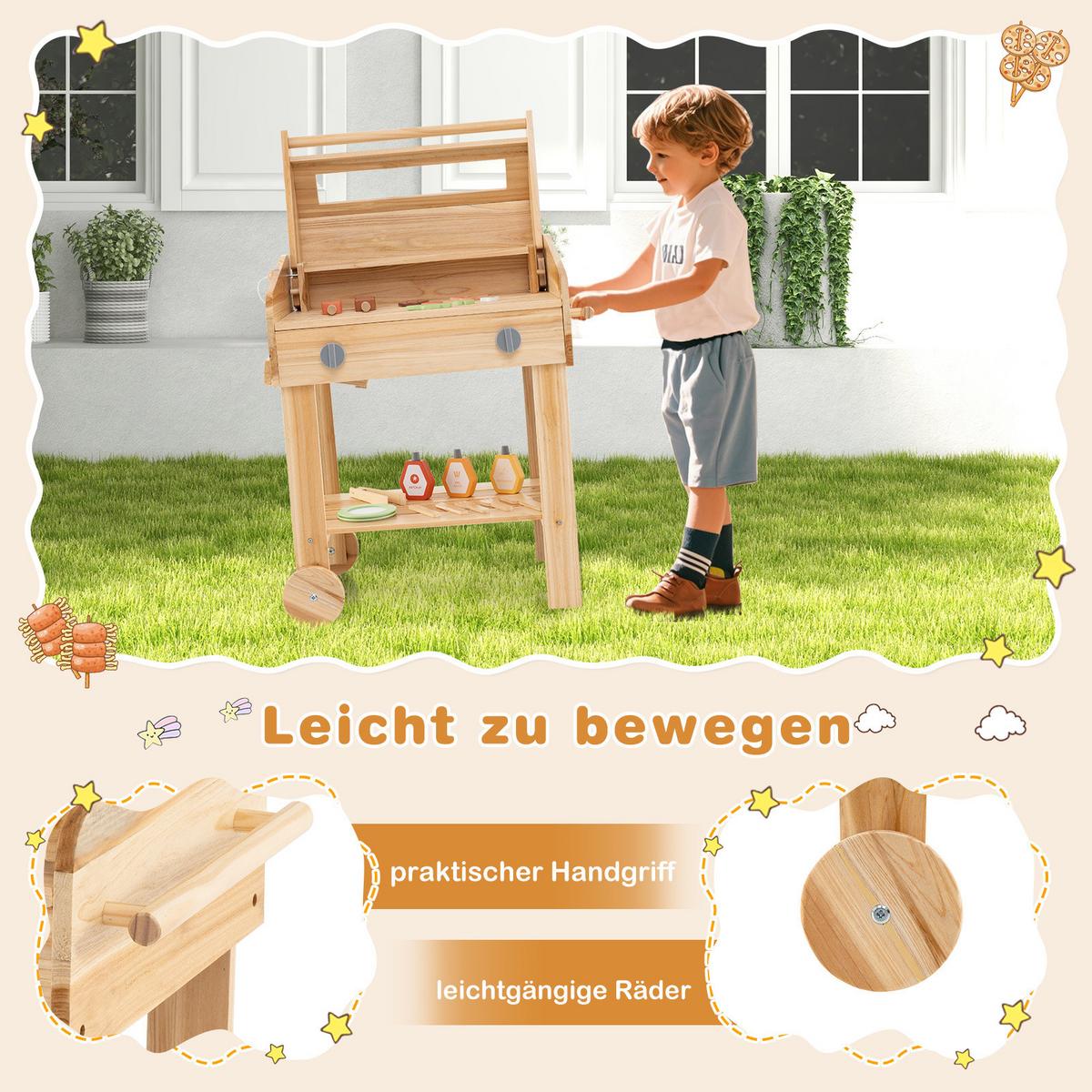 KINDERKÜCHE Outdoor Natur - Naturfarben, Holz (36/53/63cm) - COSTWAY