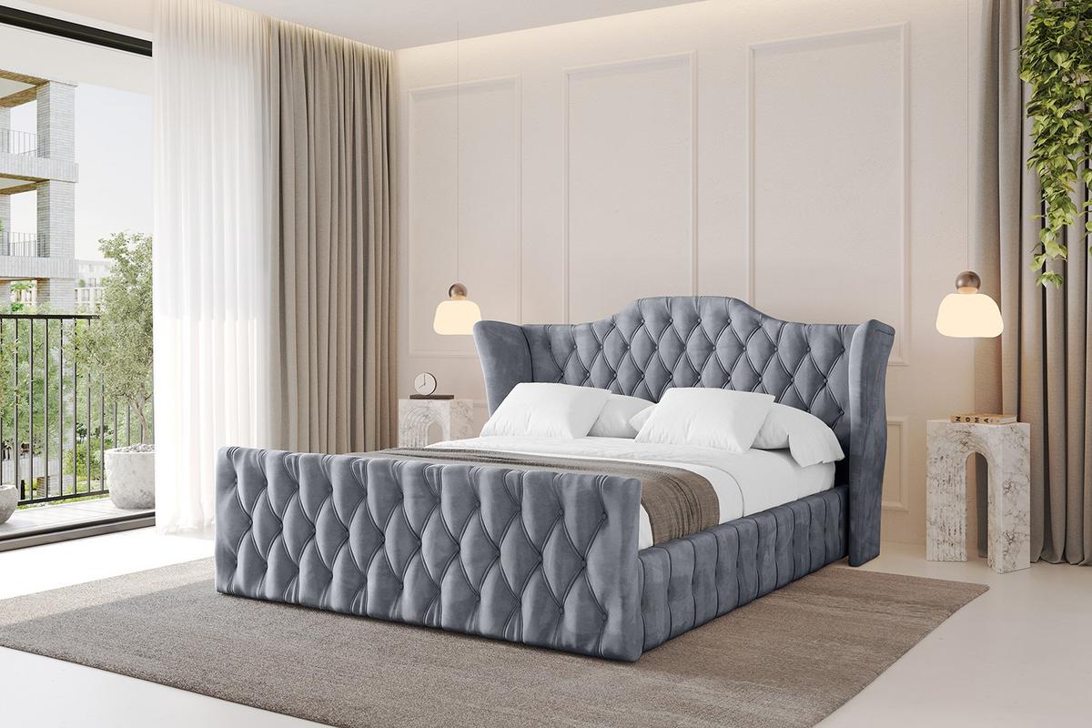 POLSTERBETT mit Bettkasten, Fußteil und Lattenrost, Boxbett mit Matratze H3/H4 - MODY-Z 120x200 Grau - Grau, Holzwerkstoff/Textil (120/200cm) - ALTDECOR