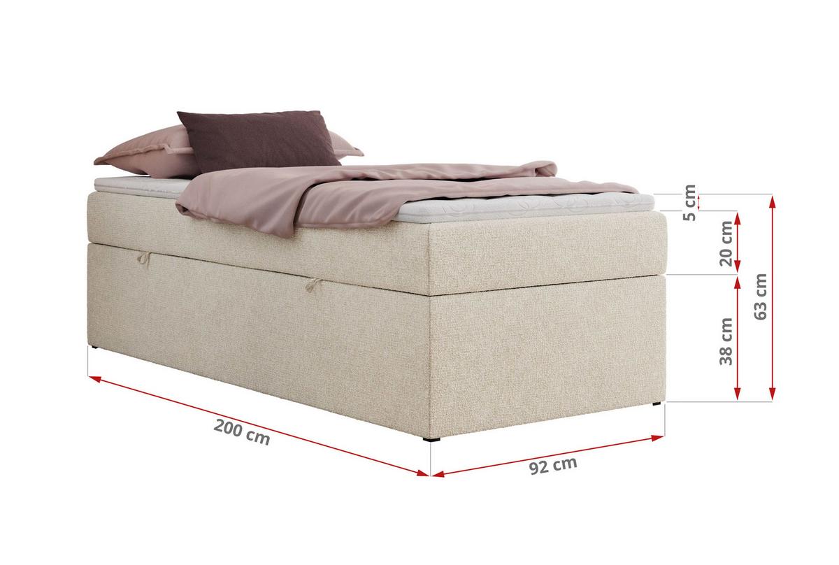 BOXBETT ZERO 90/200 - Creme Struktur - H4 - Topper T25 - Creme, Textil (90/200cm) - MKS
