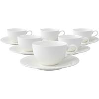 CAPPUCCINOTASSEN MIT UNTERTASSEN New Cottage Basic weiß 290 ml 6er Set - Weiß, Keramik (19/9.1/19cm) - Villeroy & Boch