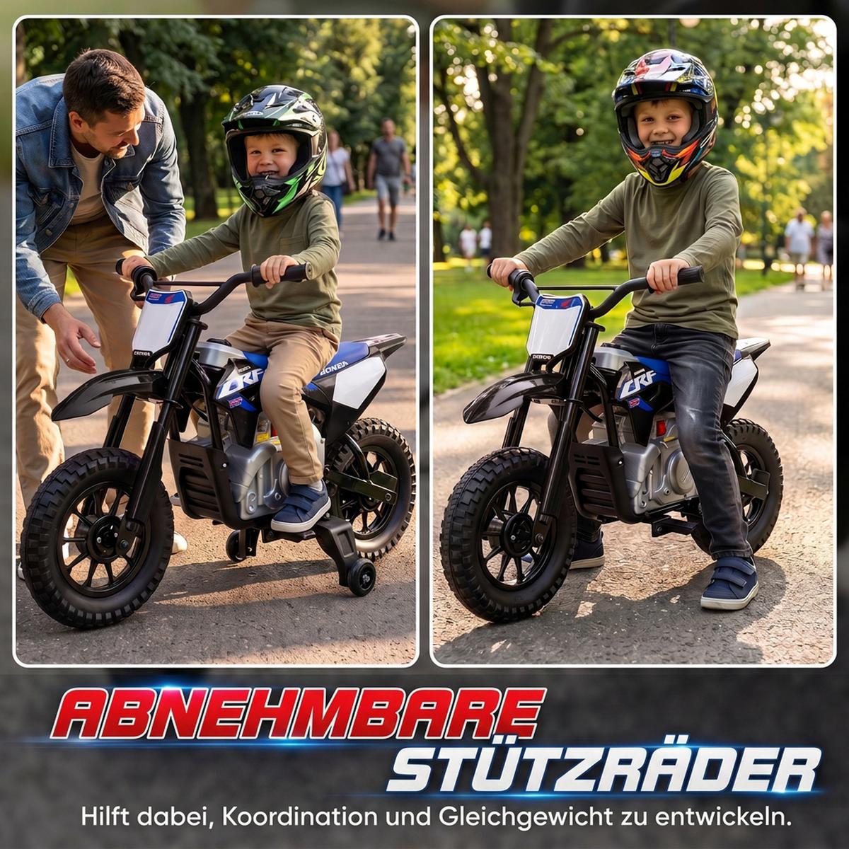 KINDER Motocross Stahl Kunststoff Schwarz - Schwarz, Metall (104/55/67cm) - AIYAPLAY