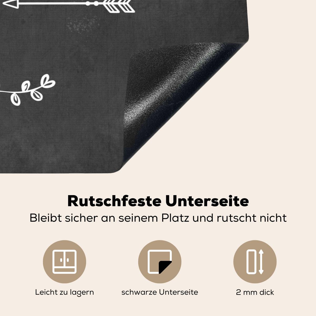 HERDABDECKPLATTE Zitat - Einen schönen Tag - Grau - Weiß Ceranfeldabdeckung 80x52 cm - Anthrazit, Kunststoff (80/52/0.2cm) - MuchoWow
