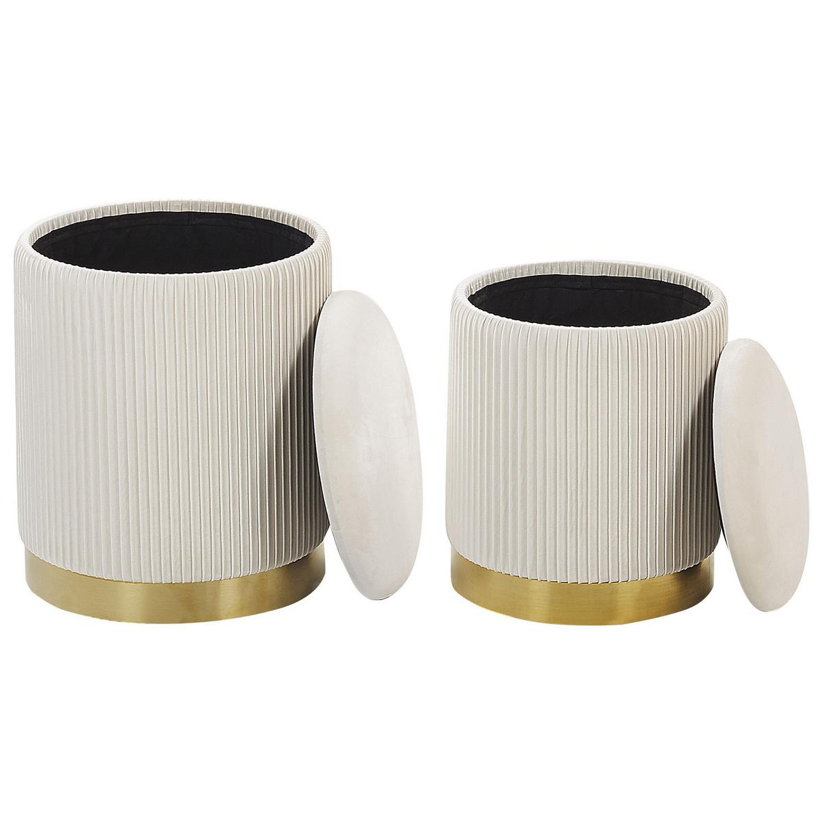 POUF Miramar 35-31/35-31/44-39 cm - Weiß, Textil (35/39/35cm) - Beliani