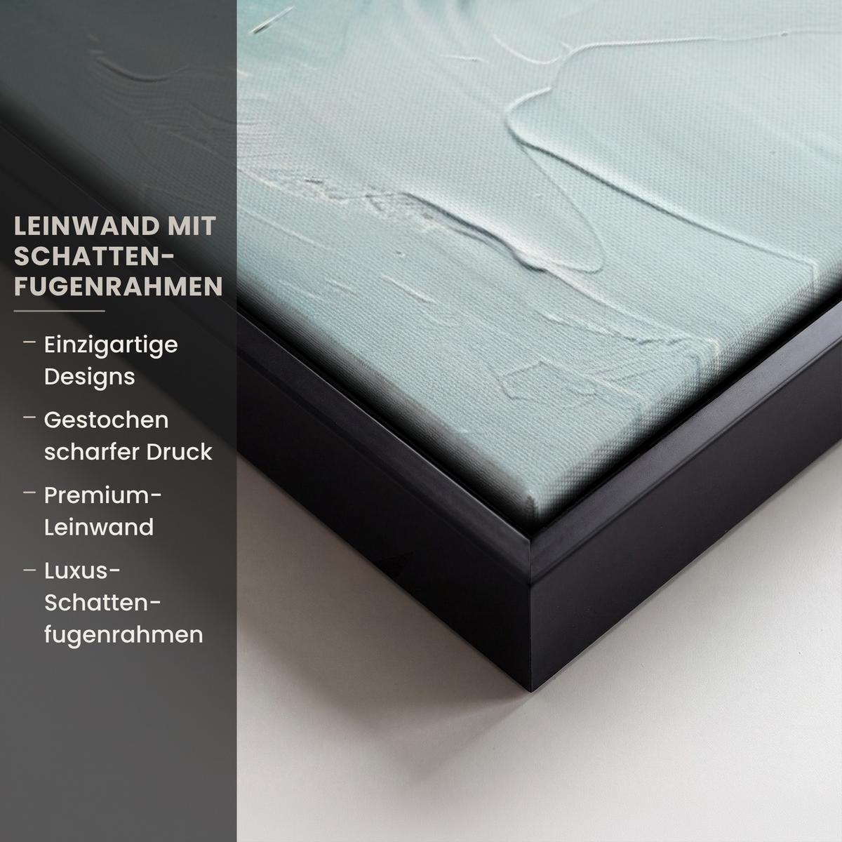 LEINWAND Bilder mit Rahmen - Abstrakt - Kunst - Gold - Blau - 60x40 - Petrol, Textil (60/40cm) - MuchoWow