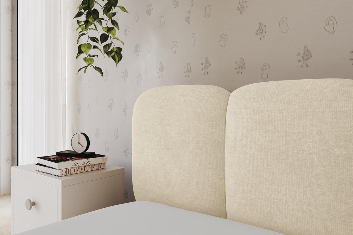 EINZELLBETT Jugendbett mit Bettkasten, Rechts - AVRY 80x200 Beige - Beige/Naturfarben, Holzwerkstoff/Textil (80/200cm) - ALTDECOR