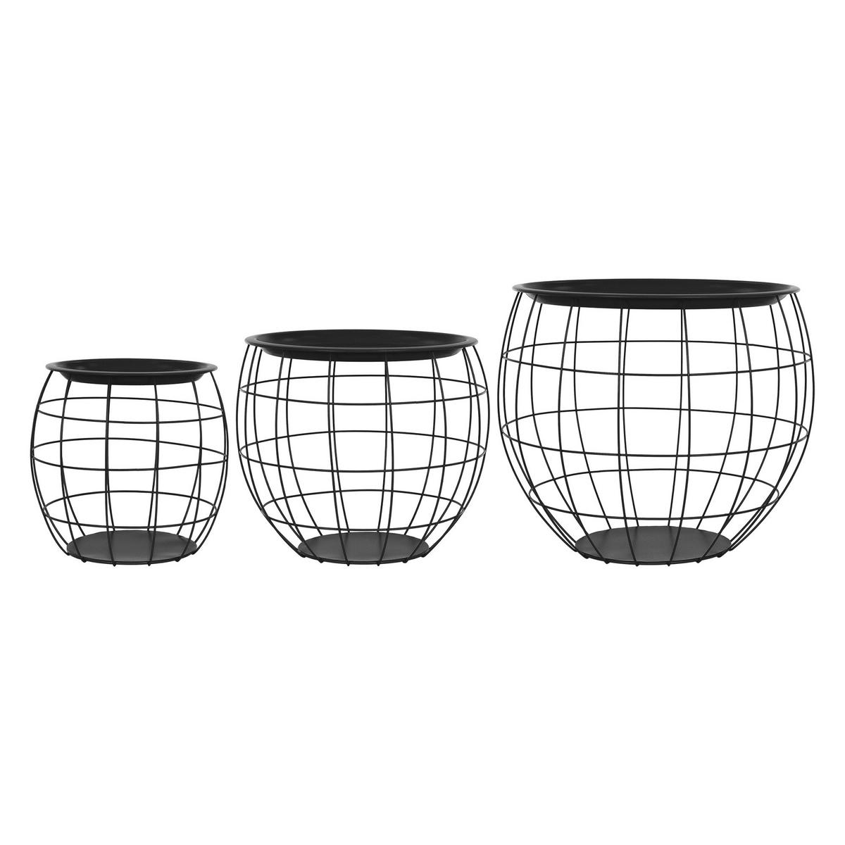 BEISTELLTISCH rund Ø31cm/Ø38cm/Ø47cm Schwarz aus Metall - Schwarz, Metall (43/43/40cm) - ML-DESIGN