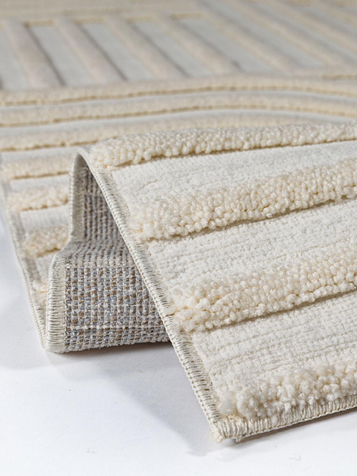 HOCHFLORTEPPICH ENRICK, Bogen-Relief, Creme, 200 x 300 cm - Beige, Textil (200/300cm) - KADIMA DESIGN