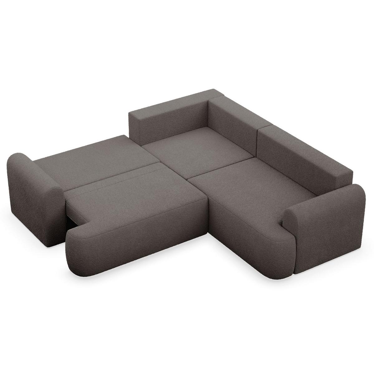 ECKSCHLAFSOFA Kaveo BRAUNER PLÜSCH universell mit Eckelement MIT BETTKASTEN - Schwarz/Braun, Kunststoff/Textil (245/245cm) - Selsey